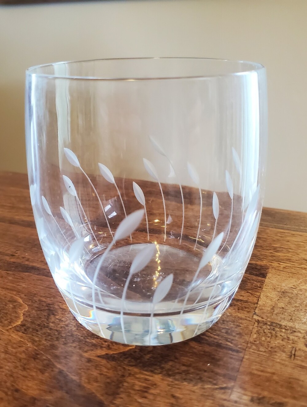 Cristal D'Arques - Durand - Etched Leaf Pattern Clear Glass Tumbler